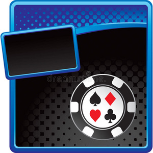 赌场芯片上的蓝色和黑色半色调模板
