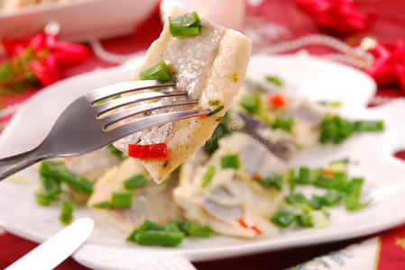 韭菜洋葱油鲱鱼圣诞节图片
