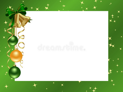 绿色装饰圣诞框架。