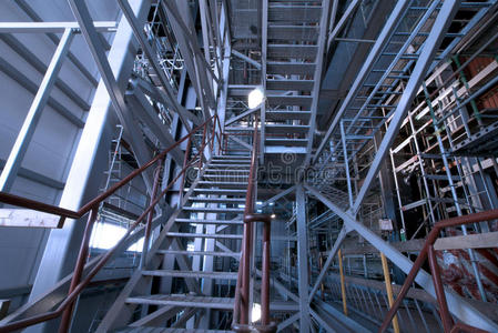 工厂的梯子和支撑结构