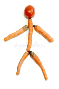 西红柿和胡萝卜做成人的形状