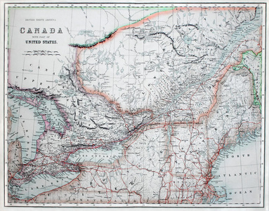 美国和加拿大的旧地图。