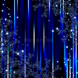 抽象蓝色条纹花丛框架背景