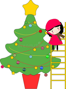 孩子和圣诞树
