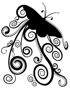 蝶形螺旋设计蓝色的抽象花圣诞设计元素蝴蝶卷轴艺术15彩虹花卡粉色