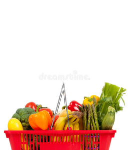 白色蔬菜红色购物篮