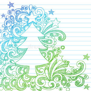 素描圣诞树抽象笔记本涂鸦图片