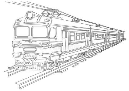 火车铁轨手绘图图片