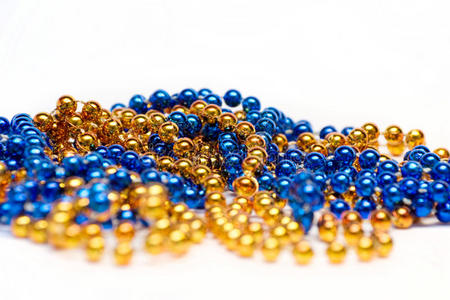 蓝色和金色装饰珠图片