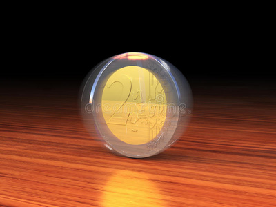 钱旋转旋转2欧元硬币.照片