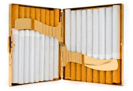 香烟盒是完整的香烟香烟盒-打开-五颜六色白色隔离