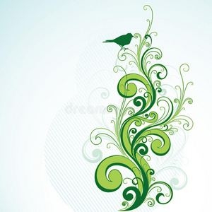 绿色花鸟图案图片