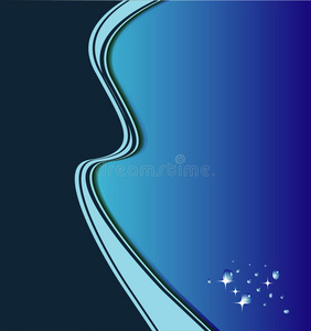 蓝色背景，有水滴和星星
