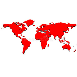 红色世界地图