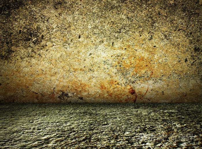 古朴的房子深色的内部混凝土