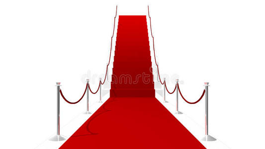 白色楼梯上的红地毯白色背景