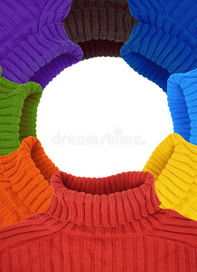 多色彩虹毛衣圆框