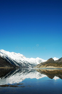 西藏的湖山雪山