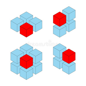 差异 建设 要素 颜色 商业 阴影 插图 立方体 形式 反射