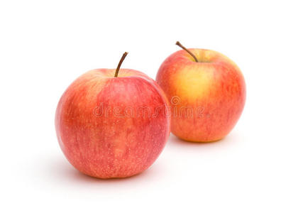 两个红黄苹果