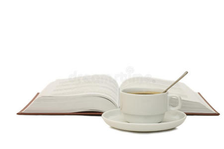 咖啡里的书和杯子