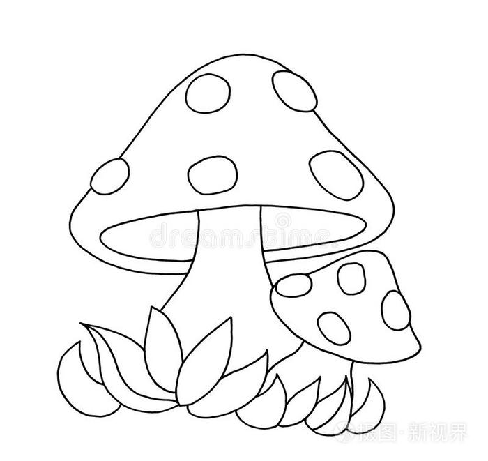 黑白蘑菇插画-正版商用图片0j1jke-摄图新视界