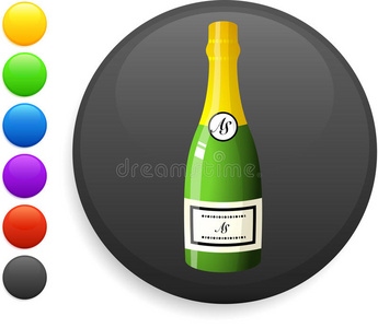 圆形互联网按钮上的香槟图标
