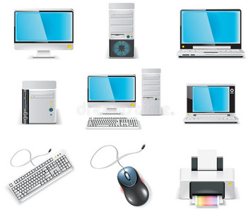 偶像 配件 配置 硬件 案例 插图 液晶显示器 契约 笔记本电脑