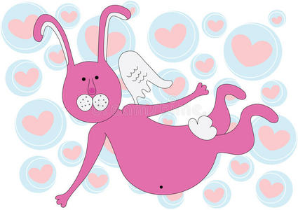 粉红天使兔