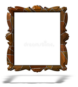 白色隔离的空白木制肖像框