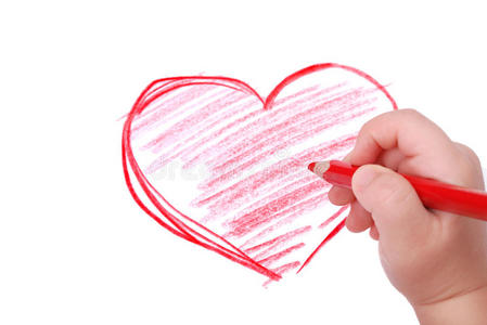 儿童用铅笔画心照片