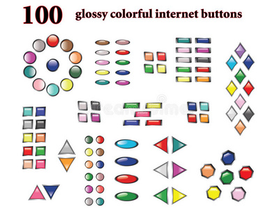 100个彩色矢量按钮