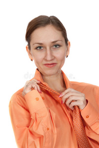 穿衬衫打领带的女人照片