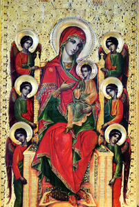 玛丽和耶稣还有六个天使