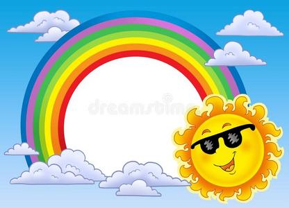 太阳眼镜彩虹镜框图片