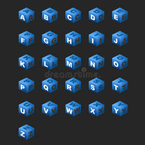 字母立方体蓝色主题