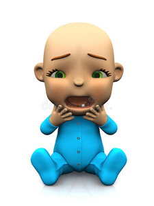 君乐宝奶粉可爱的卡通宝宝不开心和尖叫.照片