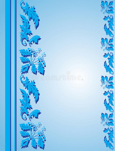 蓝色框架，带花卉装饰