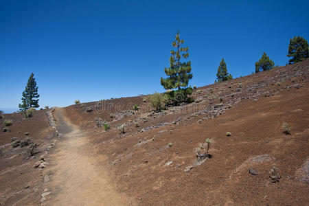 穿越荒凉火山景观的徒步小径