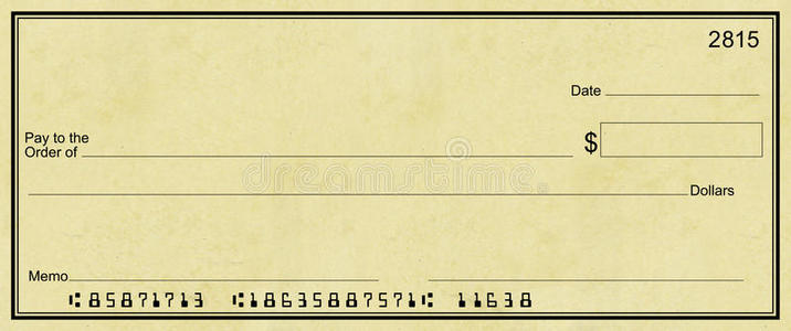 浅色羊皮纸背景的空白支票图片