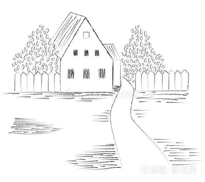 铅笔形状的房子简笔画图片