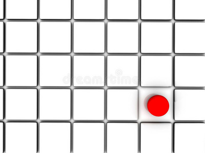 白色方格中的红色球体