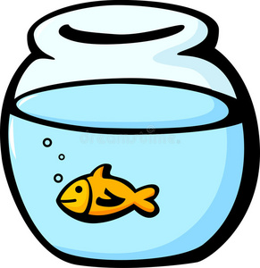 鱼在鱼缸矢量插图中图片