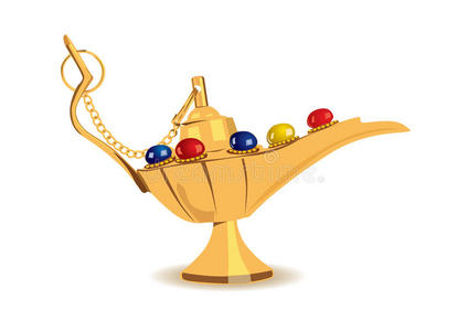 阿拉丁运气阿拉丁神灯的矢量图解照片