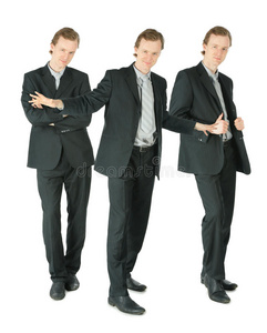 三个商人站在白领的位置上图片