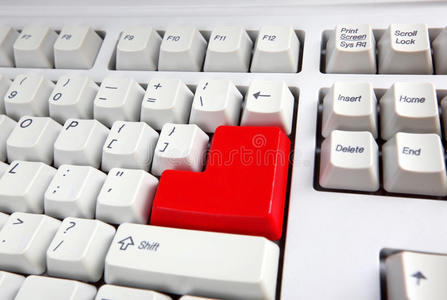 带红色按钮的键盘图片