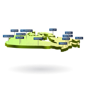 加拿大与城市的三维地图