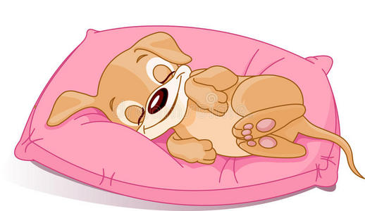 沉睡的小狗卡通人物约克郡猎犬姿势设定睡觉的狗狗卡通人物拳击手狗的