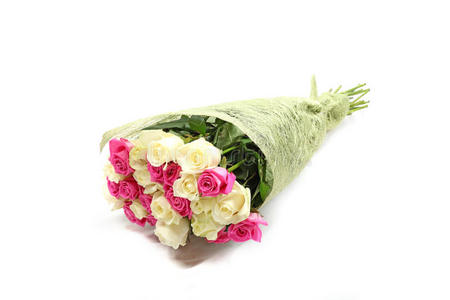 白色粉色玫瑰玫瑰花朵爱情浪漫婚礼礼物独立情人节安排混合束新娘