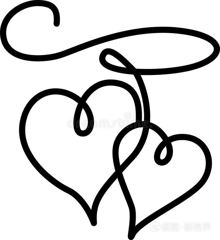 用绳子把两颗心连在一起